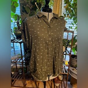 Eddie Bauer Dark Green Women's Button-Down Shirt